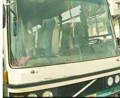 Why in a specific bus the windshield is being cracked over and over ?! Why in a specific bus the windshield is being cracked over and over ?!